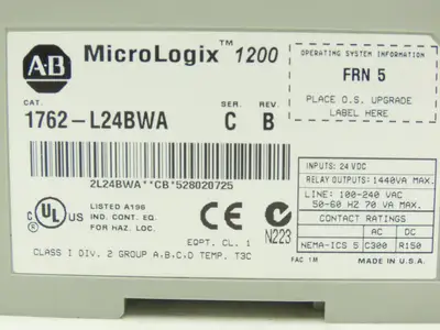 Allen Bradley 1762-L24BWA MicroLogix 1200 PLC Controller I/O Module Ser C Rev B
