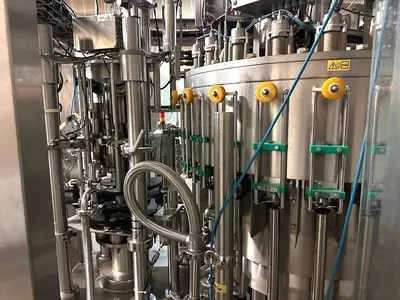 Complete KOSME Bottling Line Includes Depalletizer, Barifill Glass Filler & Flexa Labeler
