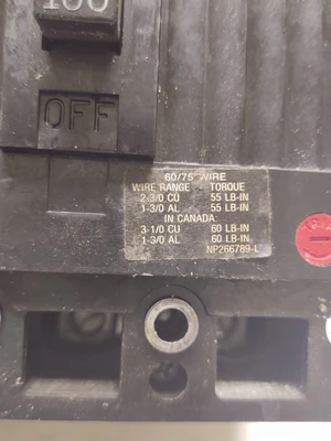 General Electric GE TED136100 3 pole 3PH 100A circuit breaker 600v Disconnect