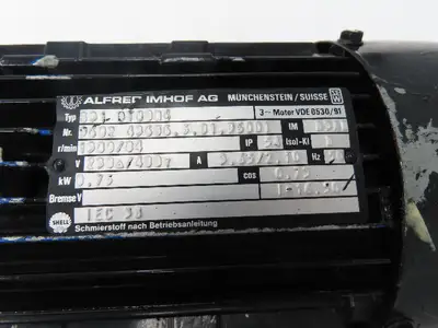 Alfred Imhof S31-DT80N4 Gearmotor 16.5:1 Ratio 84rpm 1Hp 230/400Y 3ph Dual Shaft