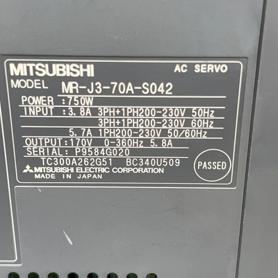 Used MITSUBISHI MR-J3-70A Servo Drives California US | Davliegogo LLC #1706265