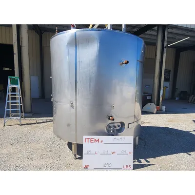 Used 6,500L (1,717 gal) Stainless Insulated Jacketed Liquid Storage Vessel Tank
