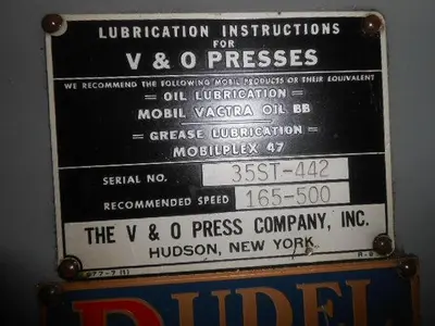 7485-230 V&O High Speed Production Power Press Straight Side – 35 Tons