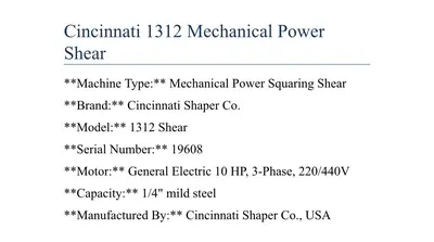 USED CINCINNATI 1312