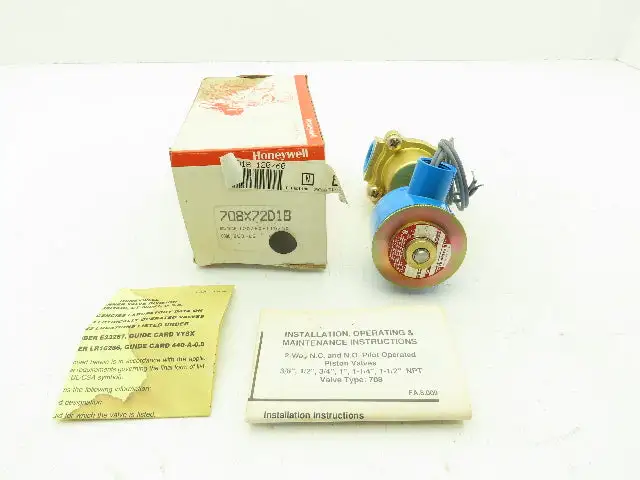 Honeywell Skinner 708X72D1B Solenoid Valve 2-Way NO 120V 5-125 PSI 3/4" NPT