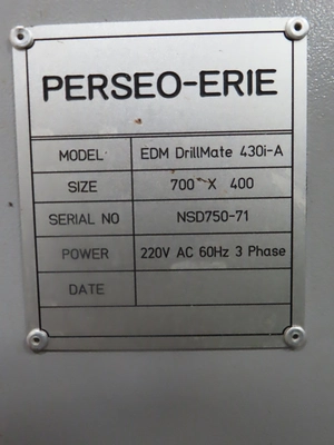Used PERSEO-ERIE EDM DRILLMATE 430I EDM Hole-Driller Minnesota US | Machinesused.com #1520530
