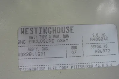 WESTINGHOUSE 4D33B11G01 DESKTOP ENCLOSURE ASSEMBLY