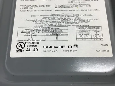 Square D HU361AWK – AL-40 Enclosed Switch 600V 30A 50/60Hz Type 3R,5,12