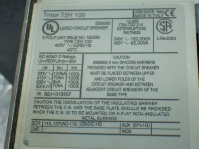 Used ABB TMAX T2H 100 Circuit Breakers Ohio US | HGR 24 #879652