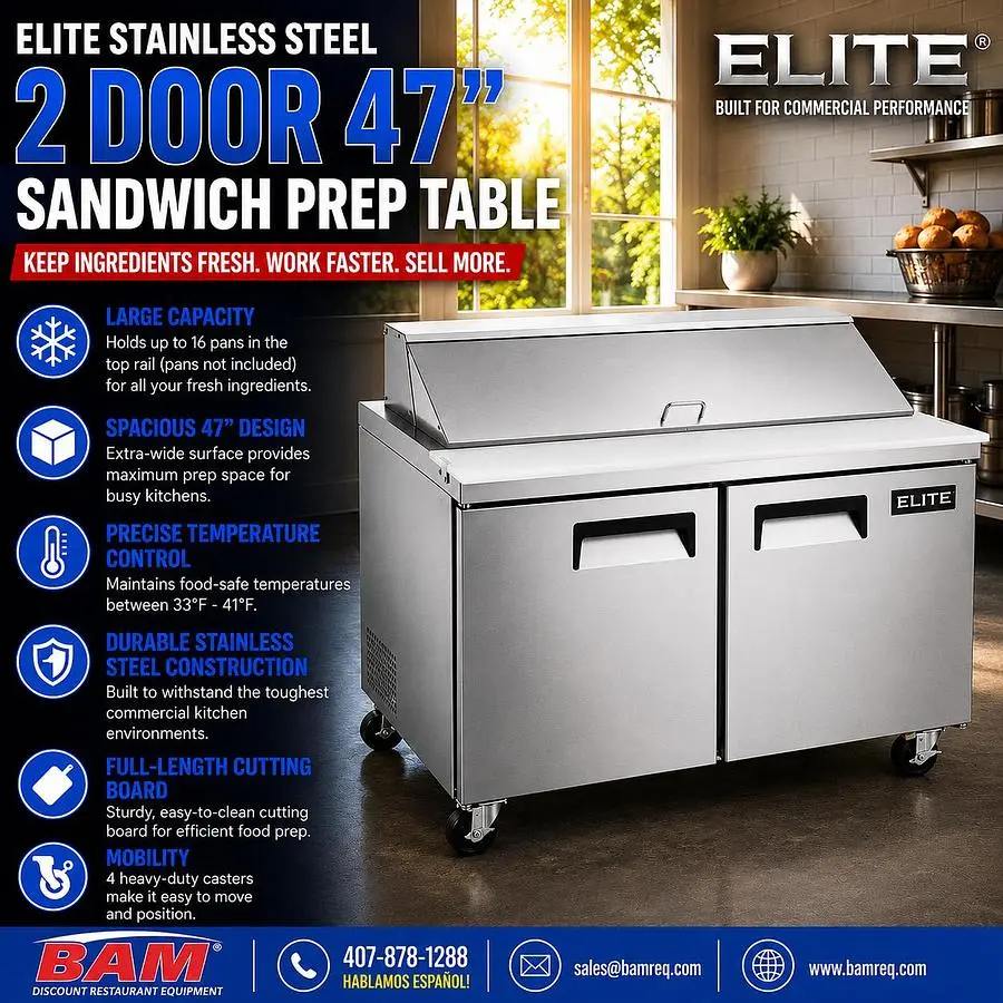 New | in-Stock ELITE _UNKNOWN_ Food Prep Tables Florida US | BAM Discount Restaurant Equipment #1296420