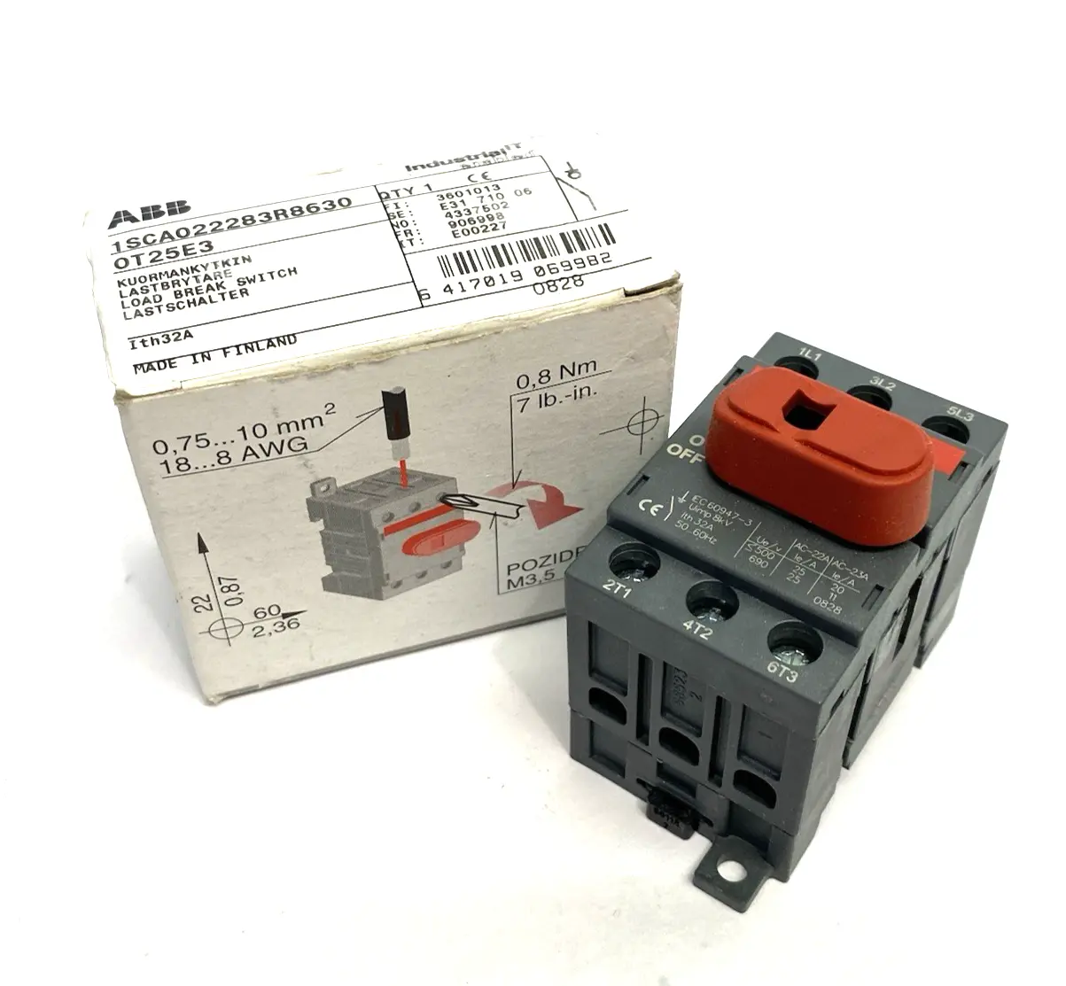 USED ABB LOAD BREAK SWITCH OT25E3 3-POLE