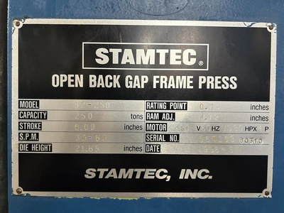 USED 1996 STAMTEC STAMTEC G2-250 PRESS
