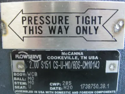 NEW 2" 150# McCanna Flowserve WCB 2.00 S151 CS-U-M0/8DS-CM10143 Ball Valve D5
