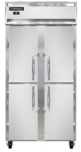 Continental 2RSENSSHD 36 1/4" Two Section Reach In Refrigerator, (4) Left/right Hinge Solid Doors, Top Compressor, 115v