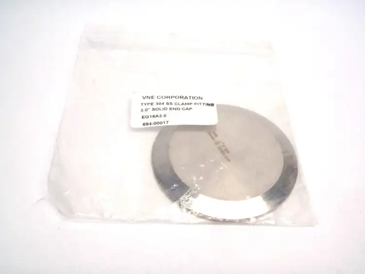 New | in-Stock VNE TYPE 304 SS CLAMP FITTING 3 INCH SOLID END CAP Clamps | Maverick Industrial Sales #1119886