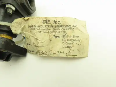 Global Industrial WTCX223M.5 Diaphragm Valve Wier Style 1/2" NPT