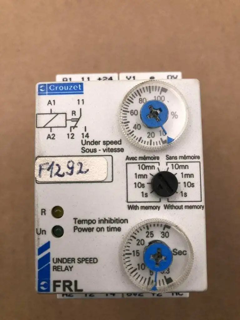 Crouzet FRL 84 874 300 Under Speed Relay 24VDC 8A 250VAC 1/3HP 240VAC