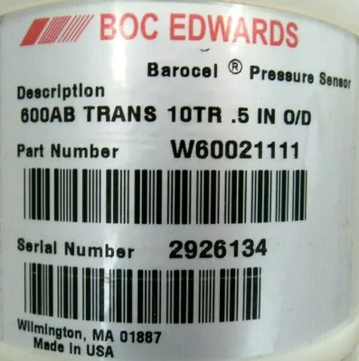 USED BOC EDWARDS W60021111 PRESSURE MONITOR 600AB 10TR .5IN O/D 1575 ANALOG OUT