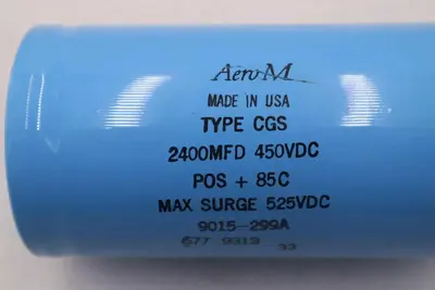 Aero M Type CGS Capacitor 220MFD 450VDC POS+85C Max Surge 525VDC #5513