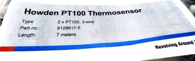 NEW HOWDEN 9128617-5 THERMOSENSOR 2 X PT100 7 METERS 91286175