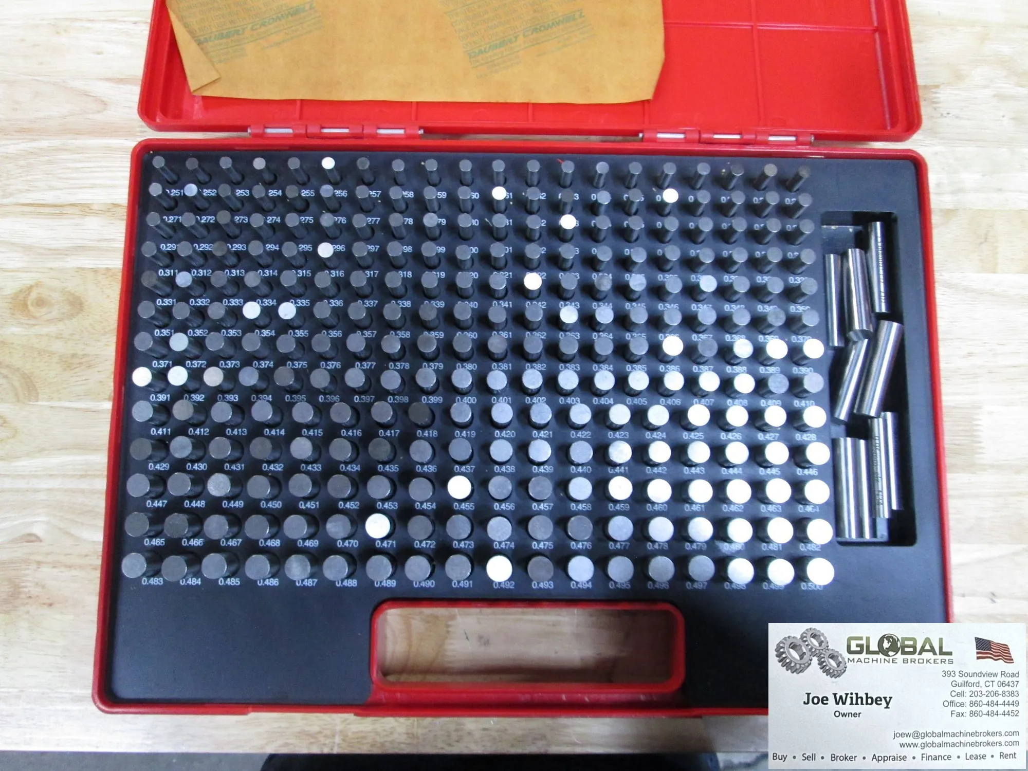 MHC Plug/Pin Gage Set M2 Minus Gauges Size 0.251" to 0.500 - 250 Pcs