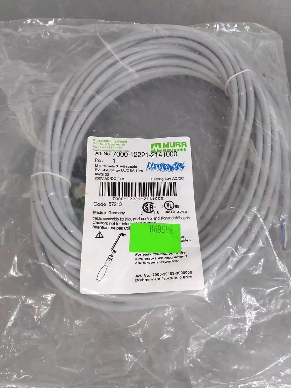 Murr Elektronik 7000-12221-2141000 Female Connector Cable Loc5D24