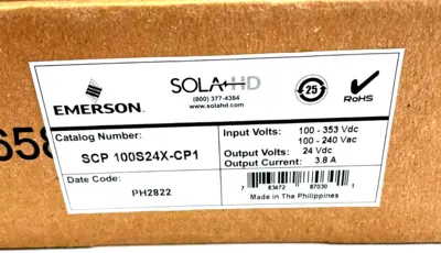 NEW EMERSON SOLA SCP100S24XCP1 POWER SUPPLY 50/60/400HZ 24V 3.8AMP