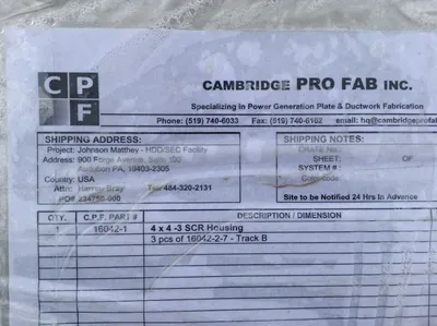 CPF Cambridge PRO FAB 4X4-3 Stainless Steel SCR Catalyst Housing Box