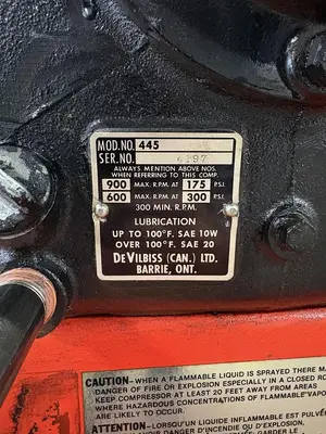 Used DEVILBISS 445 Air Compressors (Misc) Ontario CA | Trader Machinery Inc #1543052