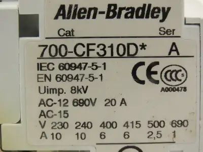 Allen Bradley 700S-CF620DJC Industrial Control Contactor Relay 600v 20A Lot of 4