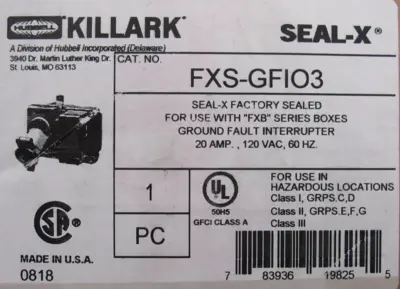NEW HUBBELL FXS-GFI03 SEAL-X SWITCH FXSGFI03