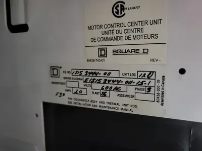 USED SQUARE D MODEL 6
