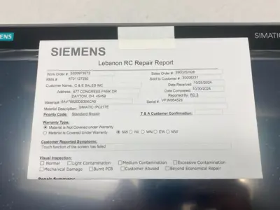 USED SIEMENS SIMATIC IPC277E NANOPANEL 15" TOUCHSCREEN CELERON N2930