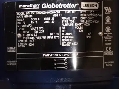 NEW MARATHON MOTORS 182TTDBD6030