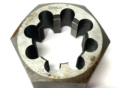 USED INTERSTATE HEX RETHREADING DIE: M36X1.5, 1" THICK, RIGHT HAND, CARBON S