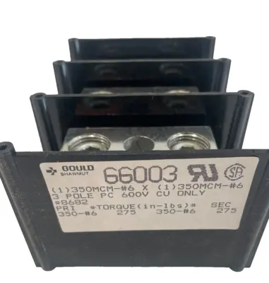 NEW GOULD SHAWMUT 66003 POWER BLOCK 350MCM-#6 3 POLE PC 600V