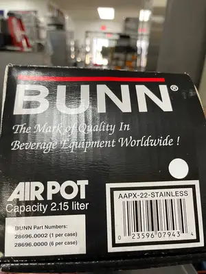 New | in-Stock Bunn New Bunn 2.15L Stainless Brew Thru Push Button Airpot Coffee Dispenser Coffee Equipment Illinois US | Falcon Restaurant Supply #1378010