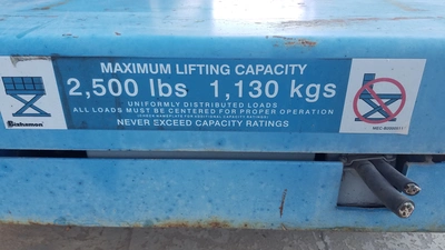 2,500 lb. Bishamon Hyd. Scissors Lift Tables; 24” x 48”,