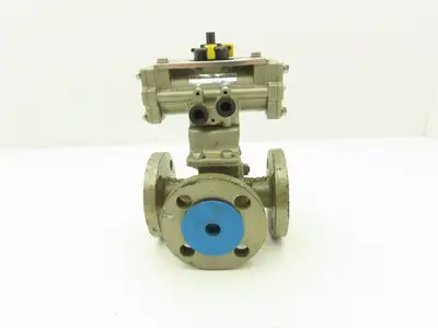 NDV Nippon EPN1304NB-L2 DN20 3/4" Flanged 3-Way Ball Valve & Pneumatic Actuator