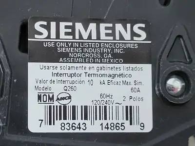 Used SIEMENS Q260 Switchgears British Columbia CA | Lenmark #239838