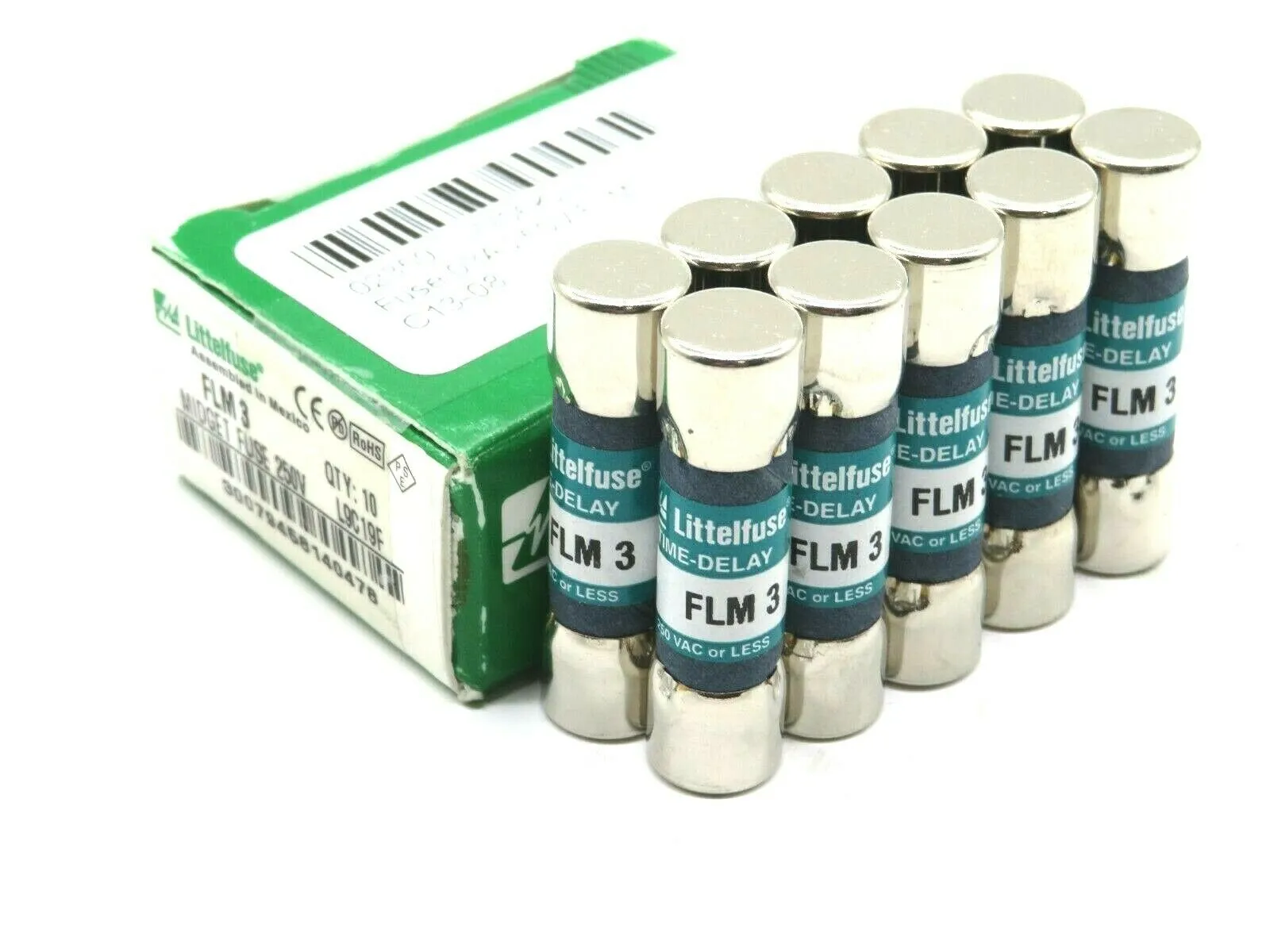 10 NEW LITTELFUSE FLM-3 MIDGET FUSE 250V FLM3