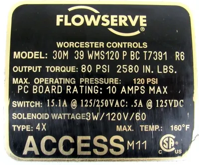 NEW FLOWSERVE 30M-39-WMS120-P-BC-T7391-R6 CONTROL VALVE 30M39WMS120PBCT7391R6