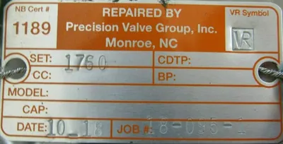 REFURBISHED CONSOLIDATED 1719B4-S-X1-I25-F3 SAFETY VALVE 1760PSI SIZE 1.5