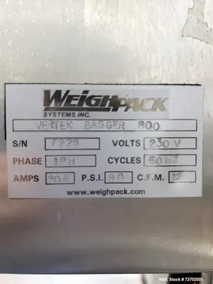 Used WEIGHPACK SYSTEMS VERTEK BAGGER 800 Bagger Only Vertical Form & Fill Illinois US | Aaron Equipment #1362943