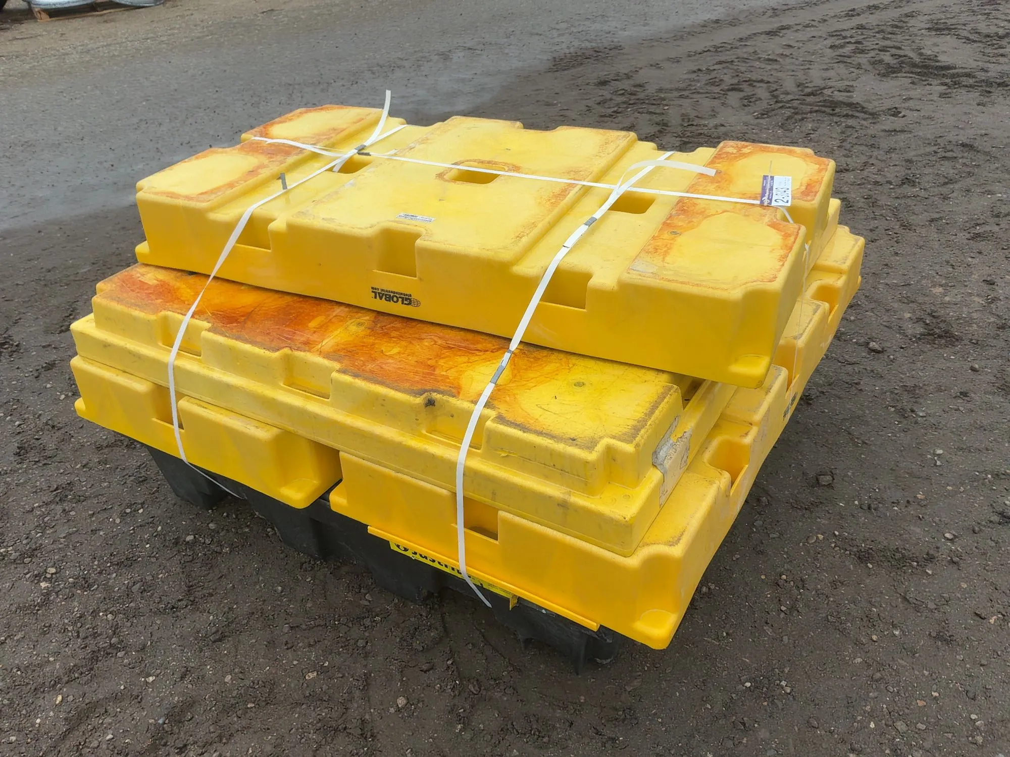 (6) Spill Containment Skids for Barrels, five two drum approx. 2’x4’ and onefour drum approx. 4’x4’
