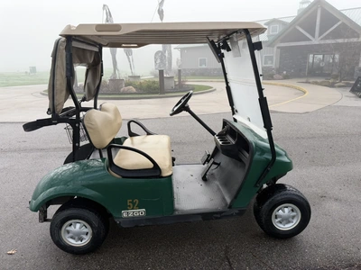 (1) 2017 E-Z-Go golf cart with a Kawasaki gas engine, model 625111G01, includes canopy, ball cover, ...