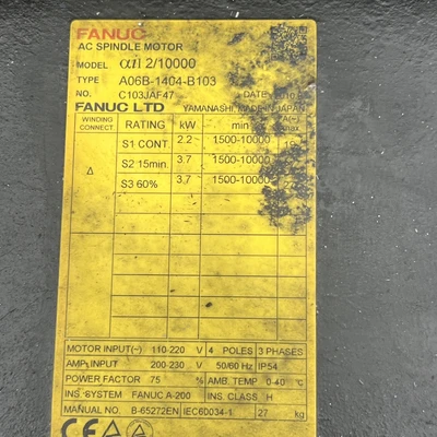 Used FANUC A06B-1404-B103 Spindle Motors California US | Davliegogo LLC #1708067