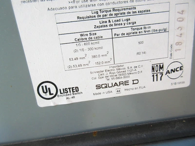USED SQUARE D H365AWK