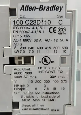 Allen Bradley 100-C23D*10 SER.C Standard Contactor. 4C-19