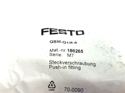 New | in-Stock Festo Straight Male Push-in Tube Fitting 186265 PKG OF 7 Parts (Hydraulics and Pneumatics) Michigan US | Maverick Industrial Sales #1420744